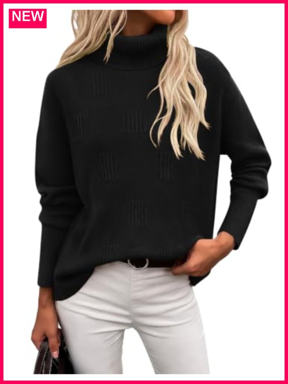 Ekouaer Turtleneck Sweater Long Sleeve Ribbed Knit Women's Pullover
